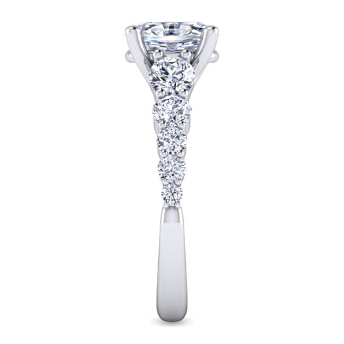 14K White Gold Oval Diamond Engagement Ring