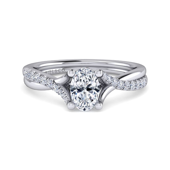 Gabriel - 14K White Gold Oval Diamond Engagement Ring