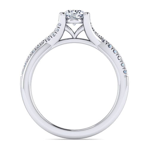 14K White Gold Oval Diamond Engagement Ring