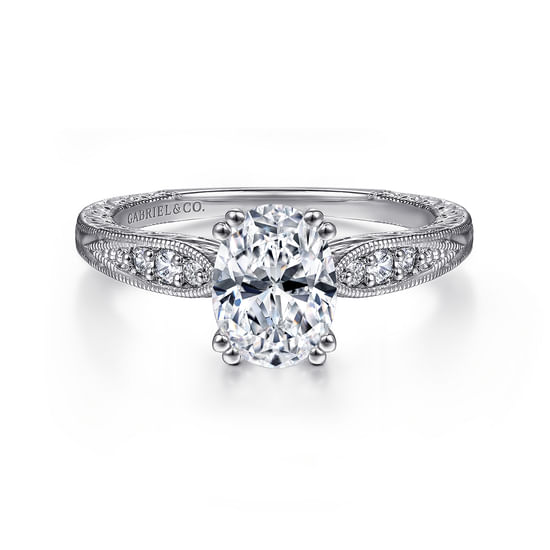 Gabriel - 14K White Gold Oval Diamond Engagement Ring