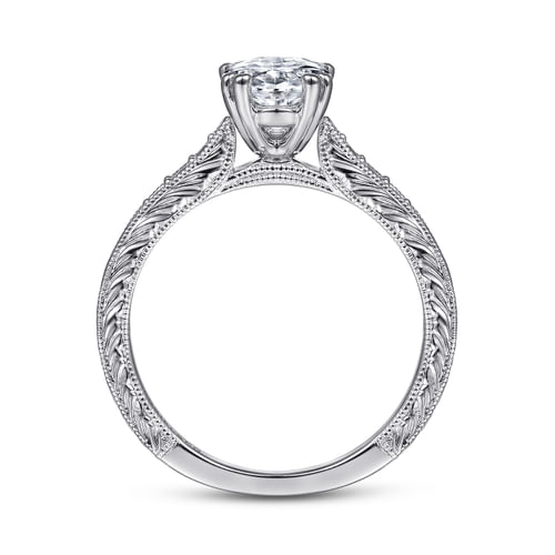 14K White Gold Oval Diamond Engagement Ring