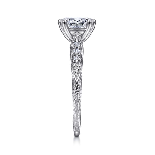 14K White Gold Oval Diamond Engagement Ring