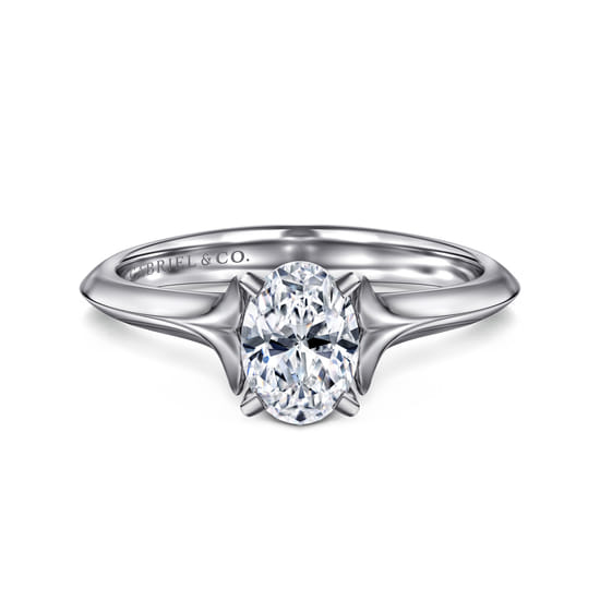 Gabriel - 14K White Gold Oval Diamond Engagement Ring