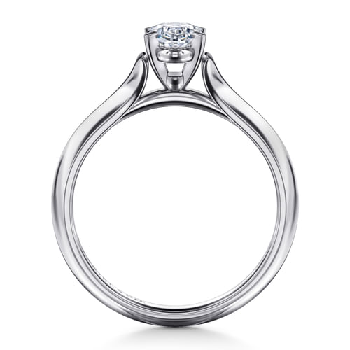 14K White Gold Oval Diamond Engagement Ring
