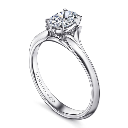 14K White Gold Oval Diamond Engagement Ring