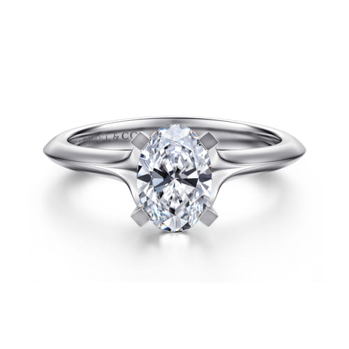 14K White Gold Oval Diamond Engagement Ring