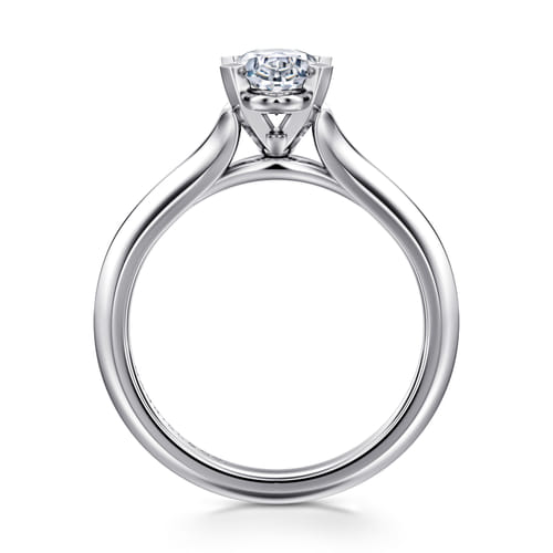 14K White Gold Oval Diamond Engagement Ring