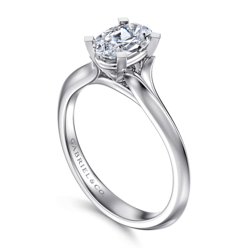 14K White Gold Oval Diamond Engagement Ring