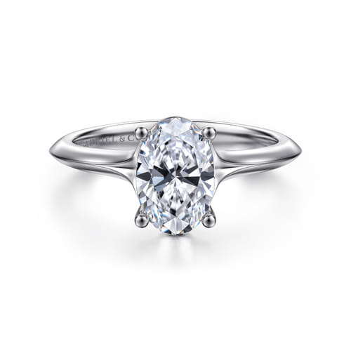 14K White Gold Oval Diamond Engagement Ring