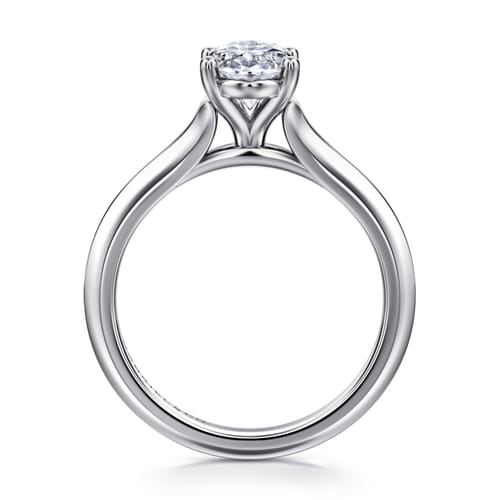 14K White Gold Oval Diamond Engagement Ring