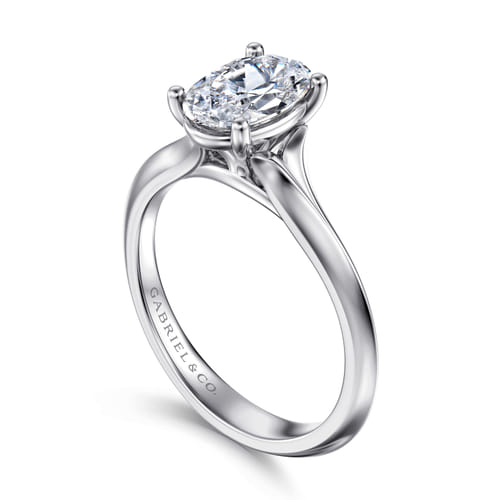 14K White Gold Oval Diamond Engagement Ring