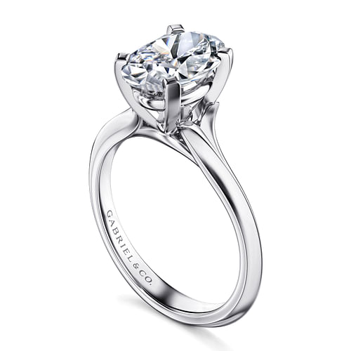 14K White Gold Oval Diamond Engagement Ring