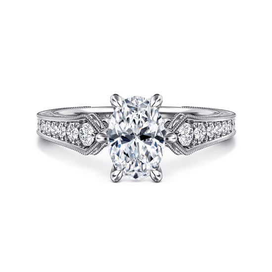 Gabriel - 14K White Gold Oval Diamond Engagement Ring