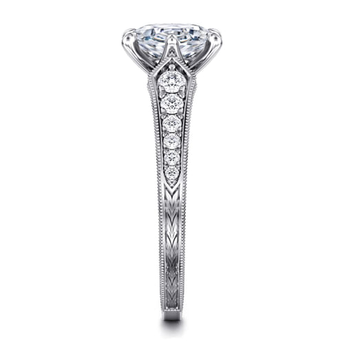 14K White Gold Oval Diamond Engagement Ring