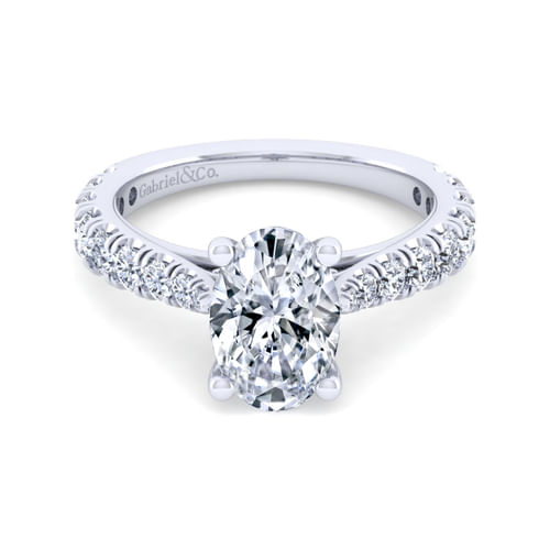 14K White Gold Oval Diamond Engagement Ring