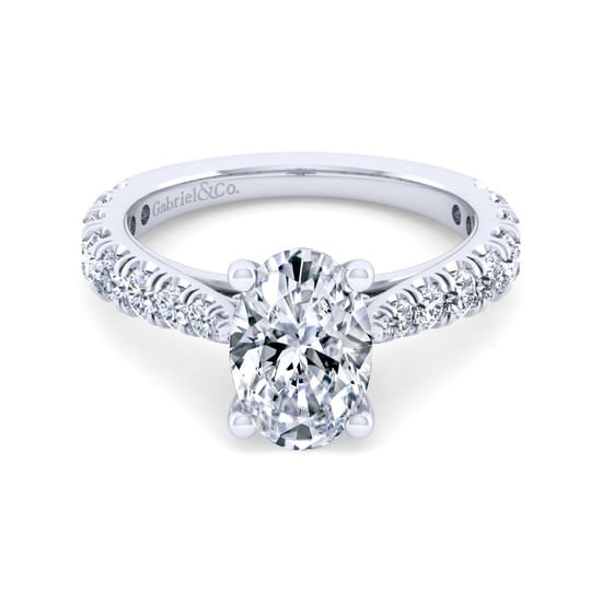 Gabriel - 14K White Gold Oval Diamond Engagement Ring