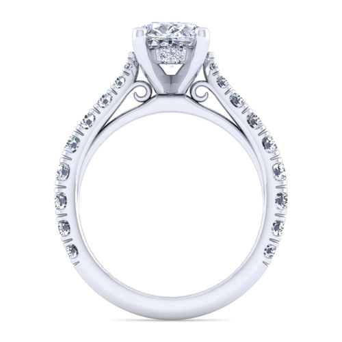 14K White Gold Oval Diamond Engagement Ring