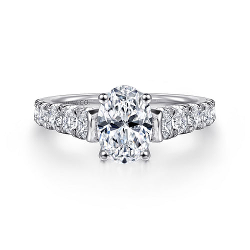 14K White Gold Oval Diamond Engagement Ring