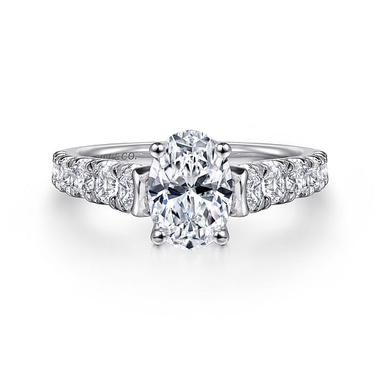 Gabriel - 14K White Gold Oval Diamond Engagement Ring