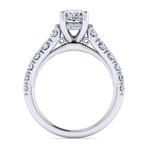 14K White Gold Oval Diamond Engagement Ring