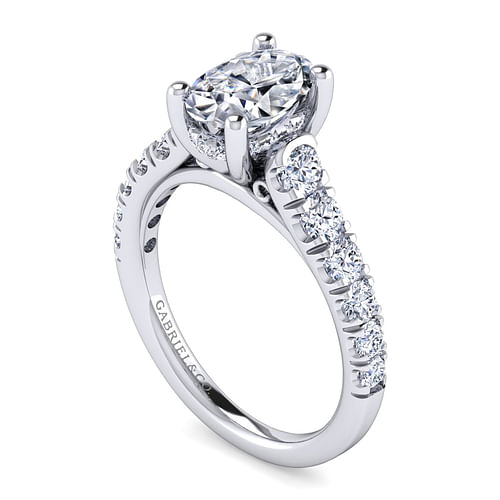 14K White Gold Oval Diamond Engagement Ring