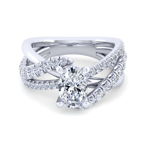 14K White Gold Oval Diamond Engagement Ring