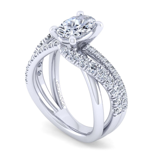 14K White Gold Oval Diamond Engagement Ring