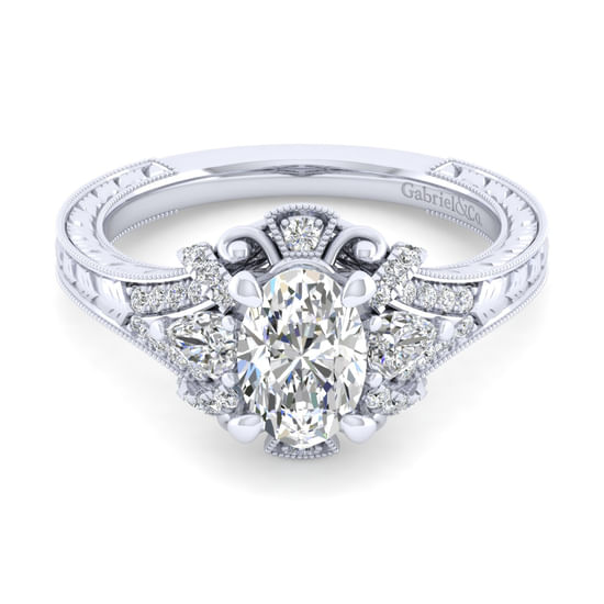 Gabriel - 14K White Gold Oval Diamond Engagement Ring