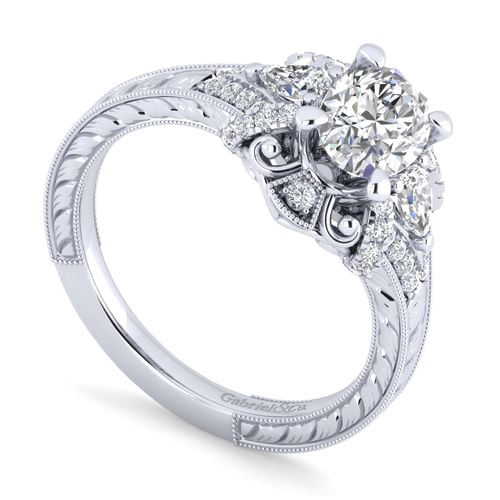 14K White Gold Oval Diamond Engagement Ring