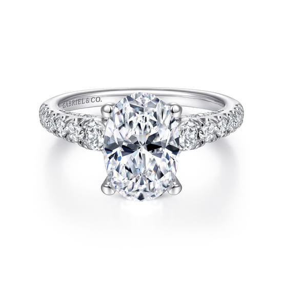 Gabriel - 14K White Gold Oval Diamond Engagement Ring