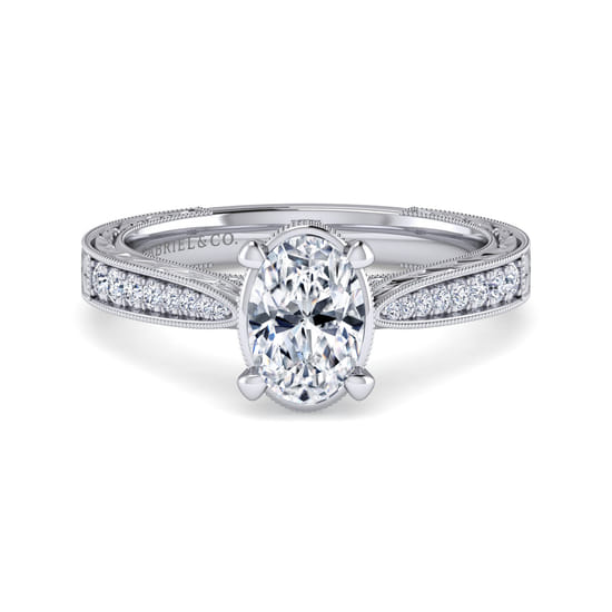 Gabriel - 14K White Gold Oval Diamond Engagement Ring