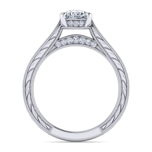 14K White Gold Oval Diamond Engagement Ring