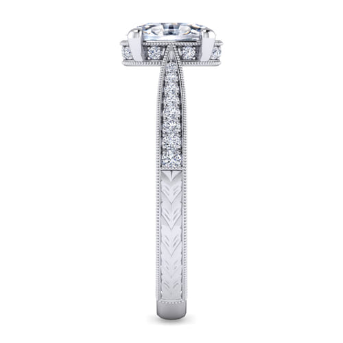 14K White Gold Oval Diamond Engagement Ring