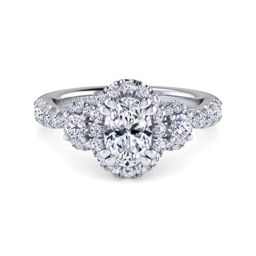 14K White Gold Oval Diamond Engagement Ring