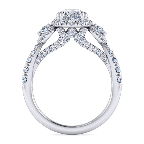 14K White Gold Oval Diamond Engagement Ring
