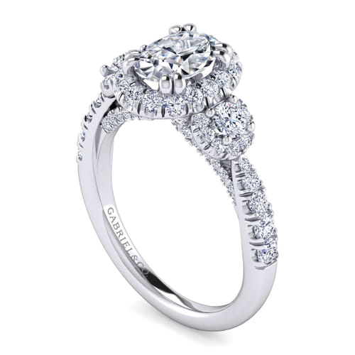 14K White Gold Oval Diamond Engagement Ring