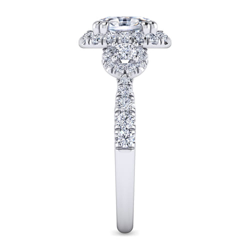 14K White Gold Oval Diamond Engagement Ring
