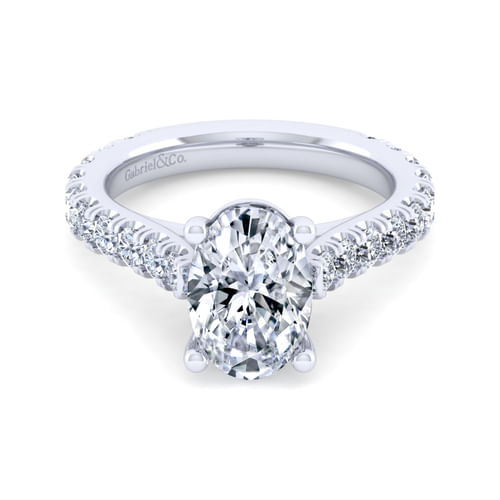 14K White Gold Oval Diamond Engagement Ring