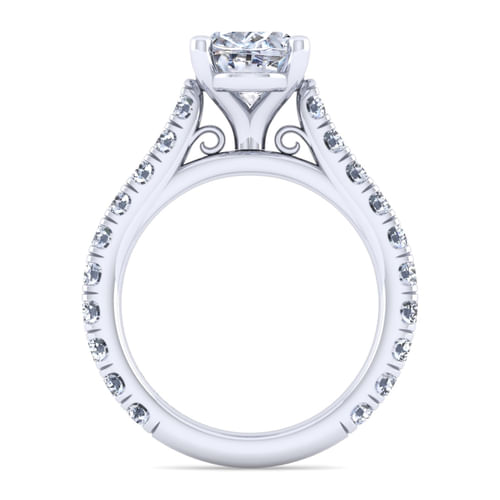 14K White Gold Oval Diamond Engagement Ring