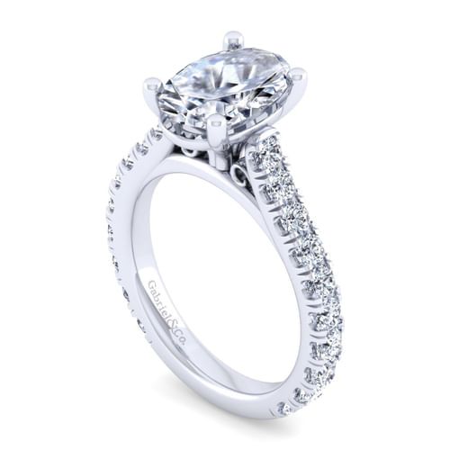 14K White Gold Oval Diamond Engagement Ring