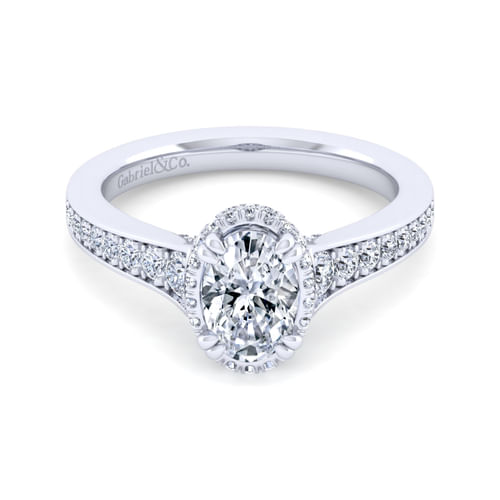 14K White Gold Oval Diamond Engagement Ring