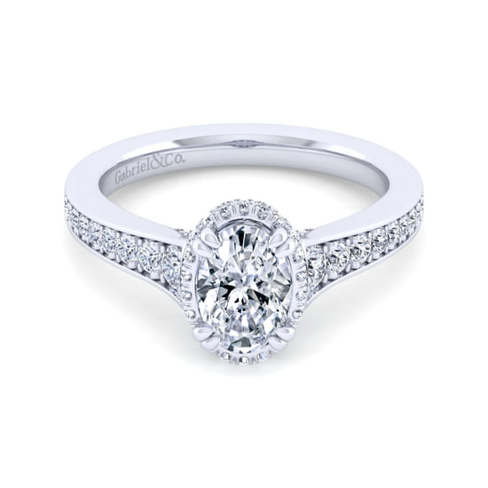 Gabriel - 14K White Gold Oval Diamond Engagement Ring