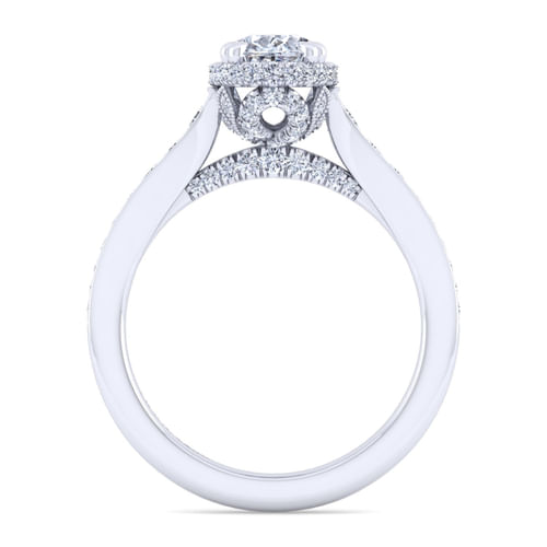 14K White Gold Oval Diamond Engagement Ring