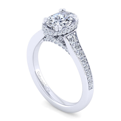 14K White Gold Oval Diamond Engagement Ring