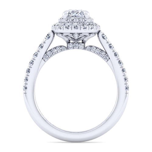 14K White Gold Oval Diamond Engagement Ring