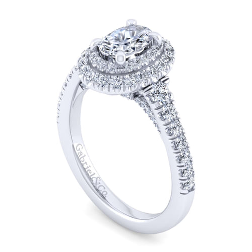 14K White Gold Oval Diamond Engagement Ring