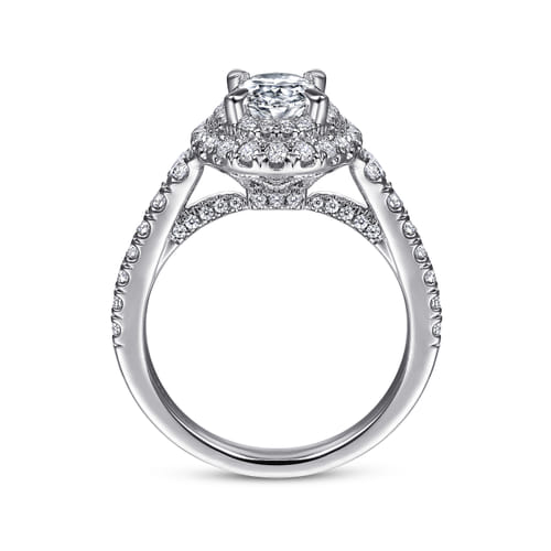 14K White Gold Oval Diamond Engagement Ring