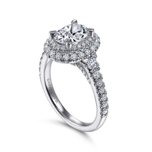 14K White Gold Oval Diamond Engagement Ring