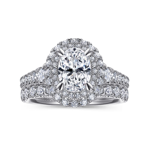 14K White Gold Oval Diamond Engagement Ring