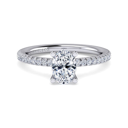 14K White Gold Oval Diamond Engagement Ring